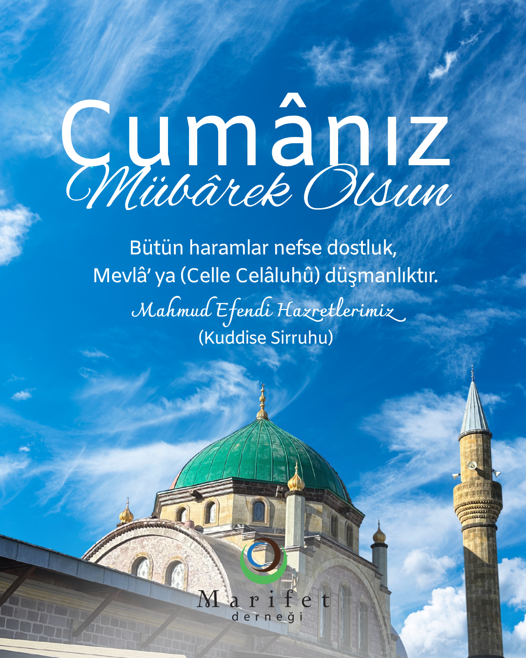 🌙 Cumânız Mübarek Olsun   Mahmud Efendi Hazretlerimiz (Kuddise Sirruhu) buyuruyor: “Bütün haramlar nefse dostluk, Mevlâ’ya (Celle Celâluhû) düşmanlıktır.”  Cumâ, kalpleri arındırma ve Mevlâ’ya yönelme günüdür. Haramdan uzak durmak, kulluğun en büyük şeref